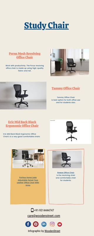 Purchase Study Chair Online at WoodenStreet