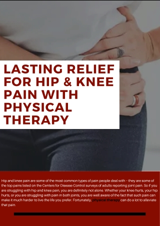 Lasting Relief for Hip & Knee Pain with Physical Therapy