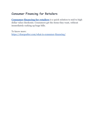 Consumer Financing for Retailers