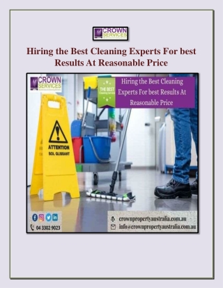 Hiring the Best Cleaning Experts For best Results At Reasonable Price