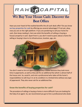How to Choose an Expert “We Buy Your House for Cash” Company