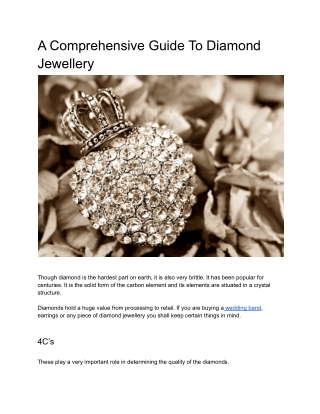 A Comprehensive Guide To Diamond Jewellery