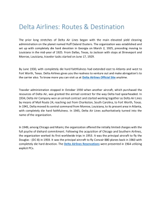 Delta Airlines Routes & Destinations