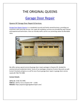 Where You Will Get No.1 Garage Door Repair Services In Brooklyn, NY?