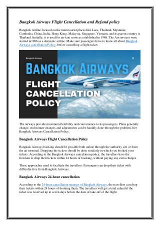 Bangkok Airways Flight Cancellation policy