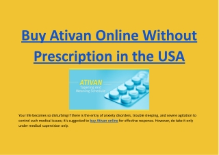 Buy Ativan Online Without Prescription in the USA