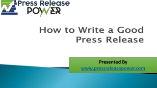 How To Write A Good Press Release