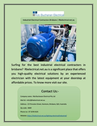 Industrial Electrical Contractors Brisbane | Rbelectrical.net.au