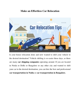 Steps to Make an Effortless Car Relocation