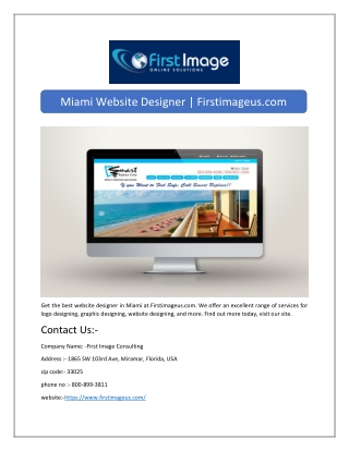 Miami Website Designer | Firstimageus.com