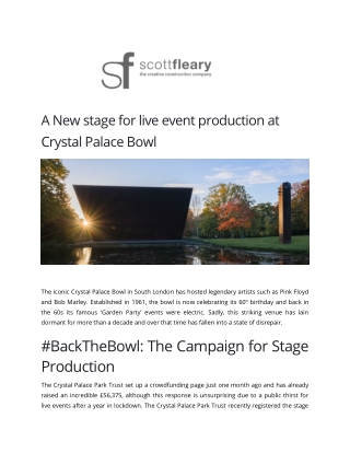 A New stage for live event production at Crystal Palace Bowl Scott Fleary Productions