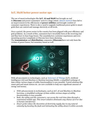 IoT, M2M better power sector ops