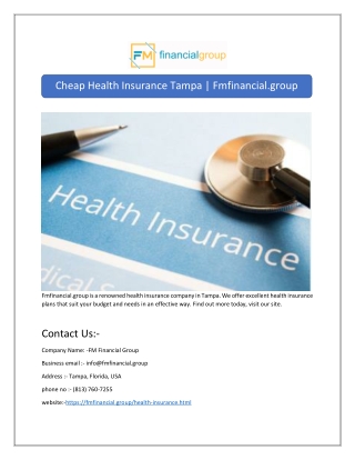 Cheap Health Insurance Tampa | Fmfinancial.group