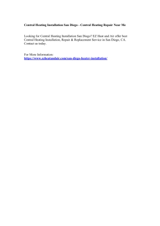 Central Heating Installation San Diego - Central Heating Repair Near Me