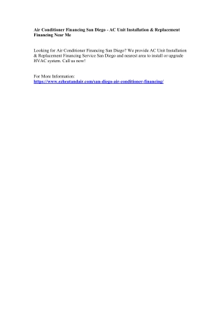 Air Conditioner Financing San Diego - AC Unit Installation & Replacement Financing Near Me