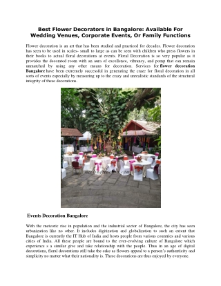 Best Flower Decorators in Bangalore: Available For Wedding Venues, Corporate Events, Or Family Functions