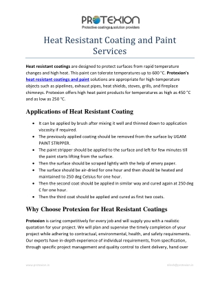 Heat Resistant Coating and Paint Services