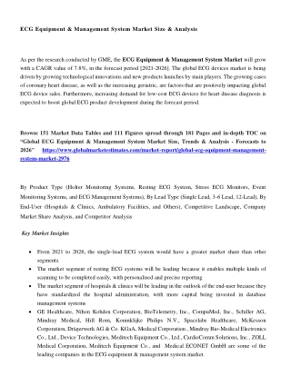 Global ECG Equipment & Management System Market - Forecasts to 2026