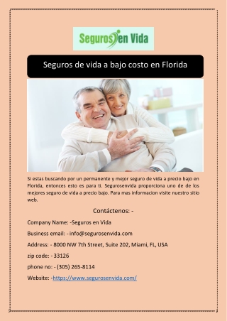 Seguros de vida a bajo costo en Florida