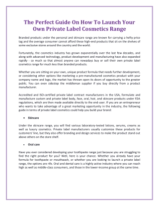 The Perfect Guide On How To Launch Your Own Private Label Cosmetics Range