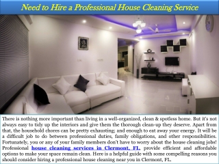Need to Hire a Professional House Cleaning Service