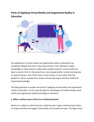 Perks of Applying Virtual Reality and Augmented Reality in Education