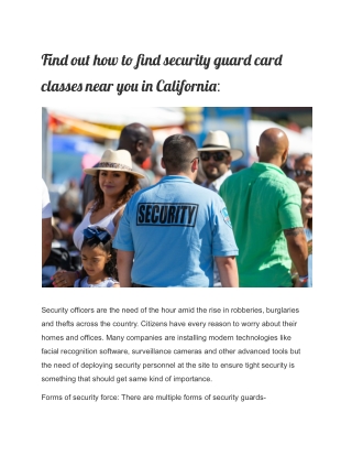 Find out how to find security guard card classes near you in California