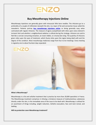 Buy Mesotherapy Injections Online