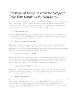 4 Benefits of Using an Exercise Stepper : Take Your Cardio to the Next Level!