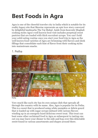 Best Foods in Agra