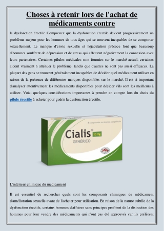 Choses à retenir lors de l'achat de médicaments contre