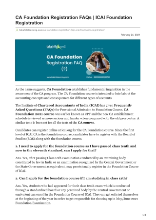 CA Foundation Registration Frequently Asked Questions (FAQs)