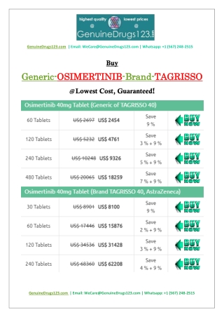 Get Generic Osimertinib Brand Tagrisso at Your Address Globally