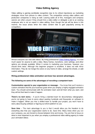 Video Editing Agency