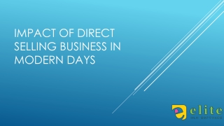 Impact of Direct Selling Business in modern Days