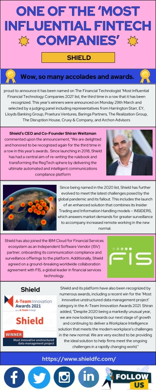Shield - Third Year in a Row - Most Influential Fintech Companies