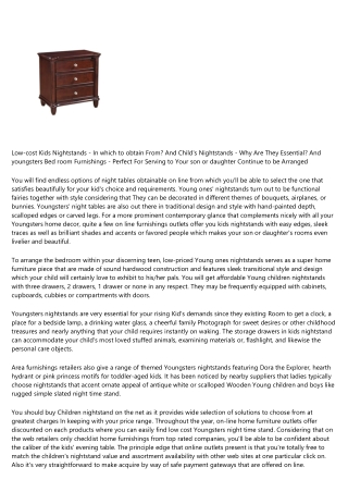 Cheap Youngsters Nightstands - Wherever to obtain From? And Child's Nightstands - Why Are They Essential? And Kids Bed r