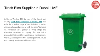 Trash Bins Supplier in Dubai, UAE