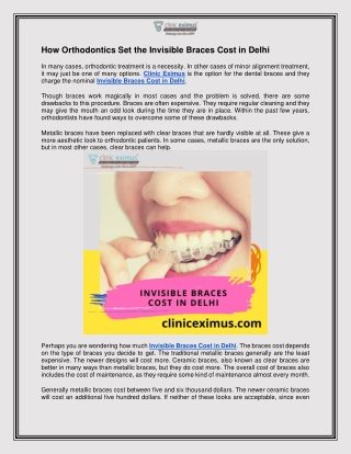 How Orthodontics Set the Invisible Braces Cost in Delhi