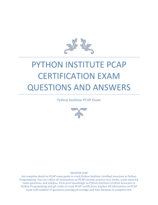 [PDF] Python Institute PCAP Certification Exam Questions and Answers