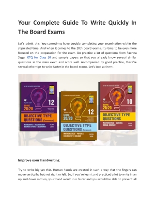 Your Complete Guide To Write Quickly In The Board Exams