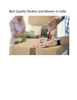 Best Quality Packers and Movers in India