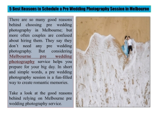 5 Best Reasons to Schedule a Pre Wedding Photography Session in Melbourne