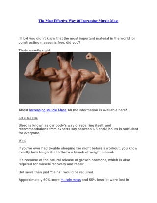 The Most Effective Way Of Increasing Muscle Mass