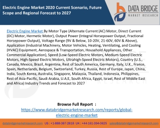 Electric Engine Market 2020 Current Scenario, Future Scope and Regional Forecast to 2027