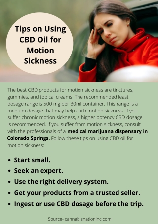 Tips on Using CBD Oil for Motion Sickness