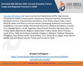 Extruded ABS Market 2021 Current Scenario, Future Scope and Regional Forecast to 2028