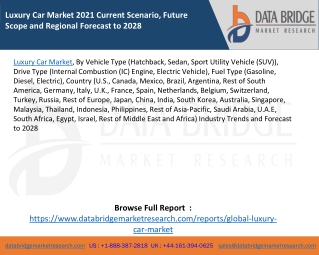 Luxury Car Market 2021 Current Scenario, Future Scope and Regional Forecast to 2028