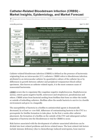 Catheter-Related Bloodstream Infection (CRBSI) -Market Insights, Epidemiology, and Market Forecast