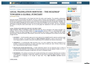LEGAL TRANSLATION SERVICES – THE ROADMAP TOWARDS A GLOBAL JUDICIARY